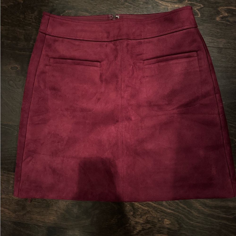 LOFT Burgundy Suede Skirt